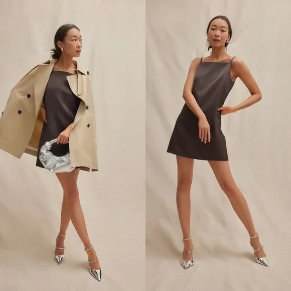 Tuckernuck | Dresses | Tuckernuck Chocolate Satin Lara Square Neck Party Cocktail  Formal Mini Dress | Poshmark